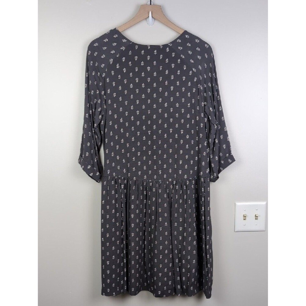 Garnet Hill | Bohemian Pocket Detail Dress | 12 | Gray & White - Picture 4 of 11